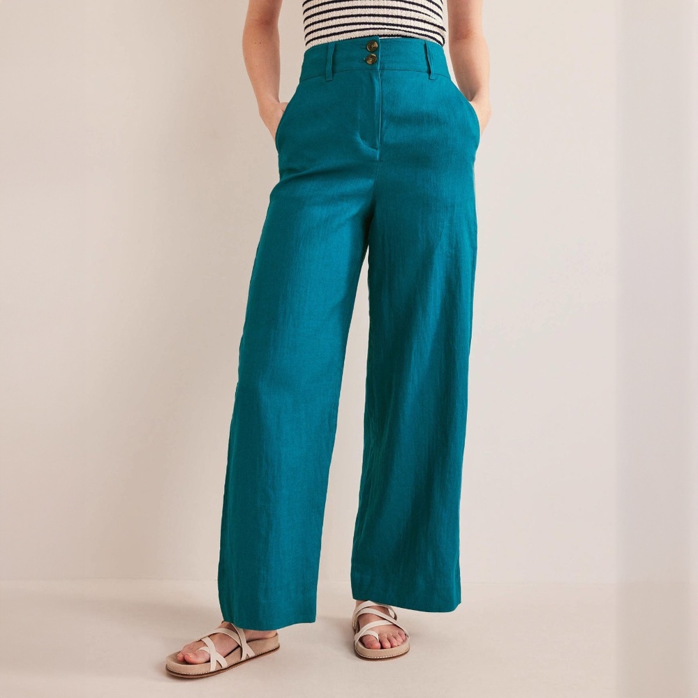 Teal Highbury Linen Pants - Size 10